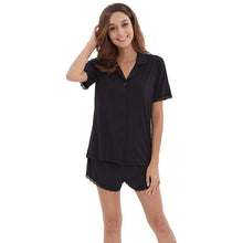Load image into Gallery viewer, Amber Classic Button Down Sleepwear Set (Tshirt + Long Pants)