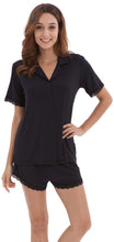 Load image into Gallery viewer, Amber Classic Button Down Sleepwear Set (Tshirt + Shorts)