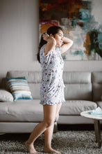Load image into Gallery viewer, Bamboo Sleepwear Shorts and Tshirt Set- Blue Floral
